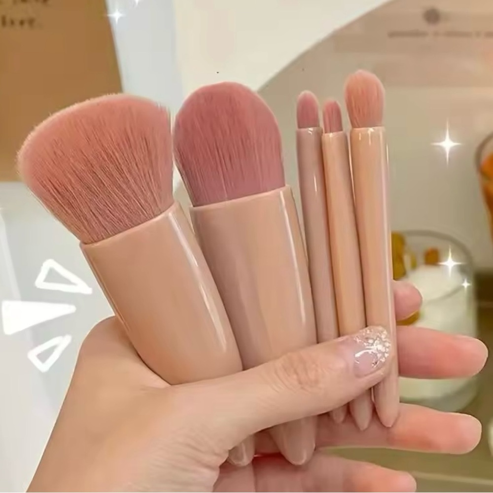 3/$15 Pink Compact Makeup Brush Set for Women - Picture 2 of 5